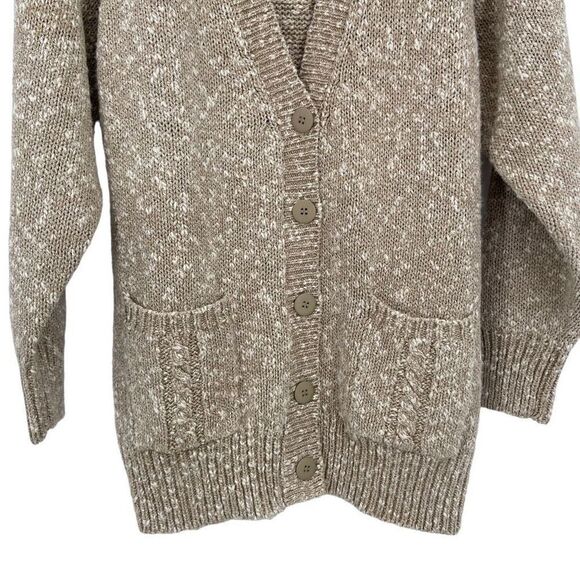 Carroll Reed Vintage Linen Cotton Blend Cardigan Grandpa Sweater Tan Medium - Picture 4 of 9